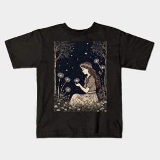 Fairytale Girl Making a Wish Kids T-Shirt